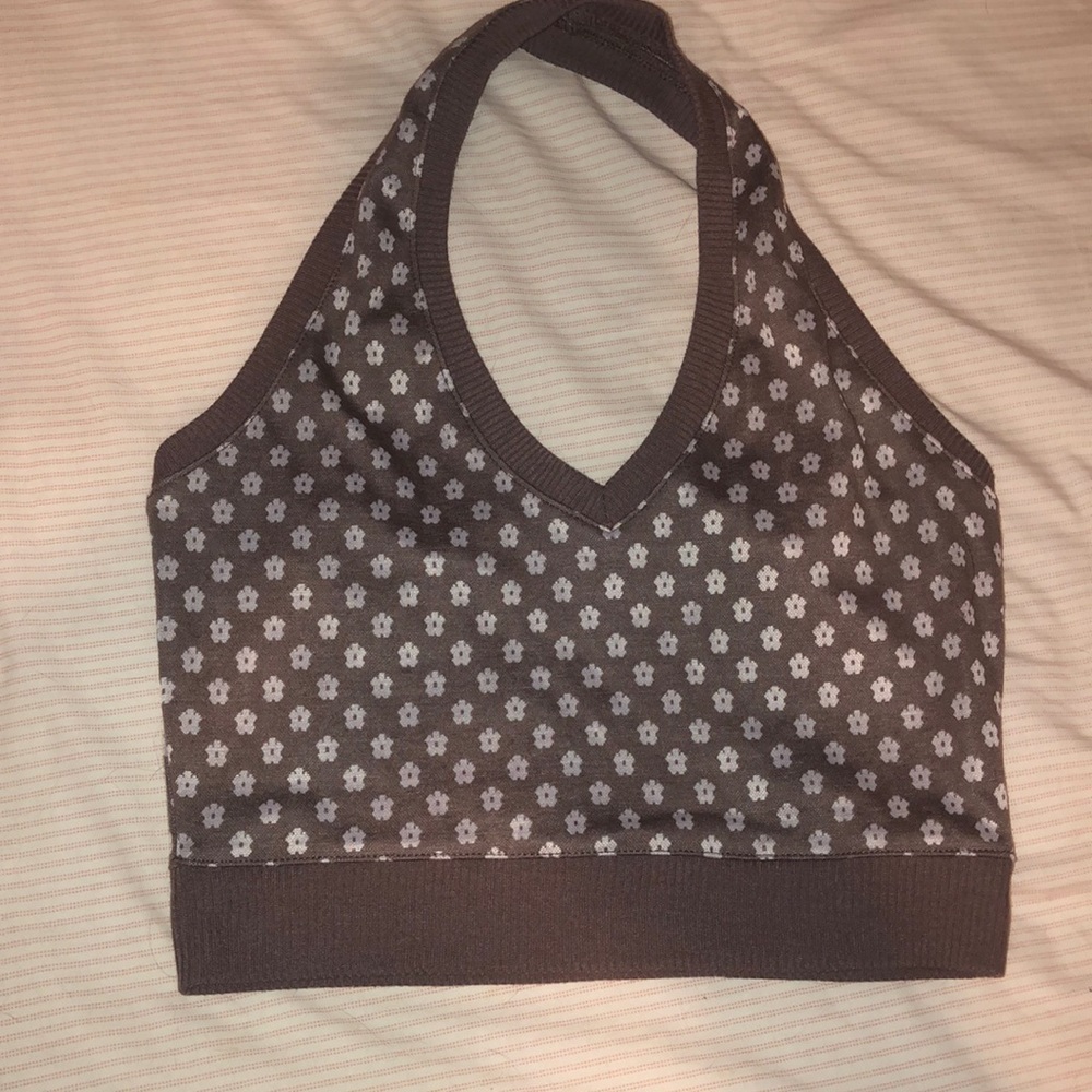 Brown halter top with floral print, Never worn but no tags